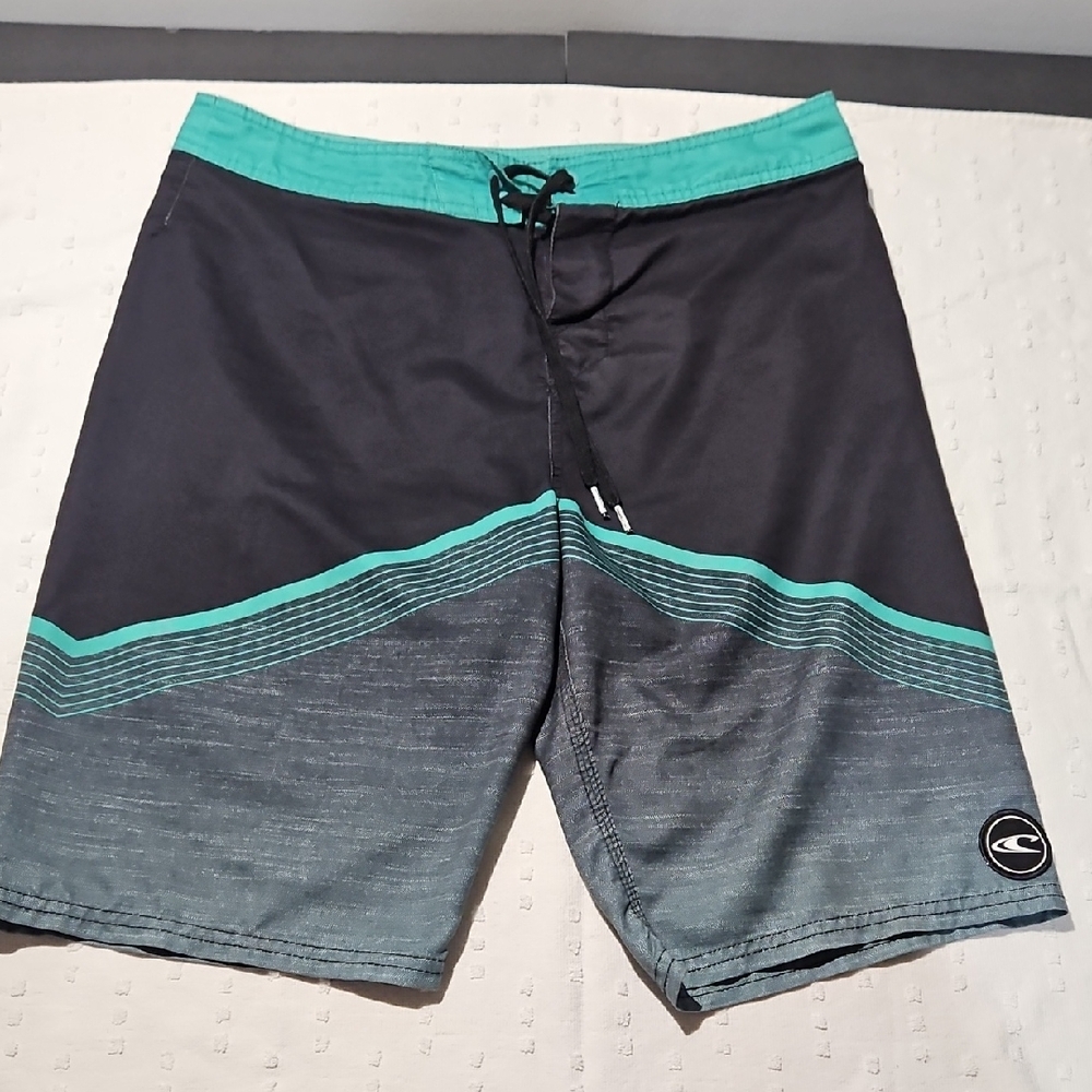 O'Neill Black and Teal Board Shorts Size 31